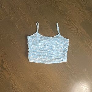 BAILEY ROSE powder blue, floral cropped camisole - sz L